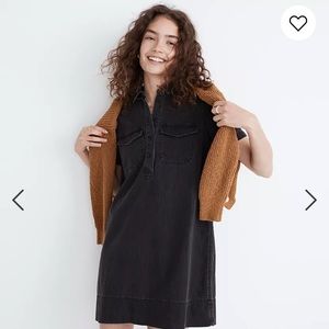 Madewell denim short sleeve popover shirt dress - lunar wash - small